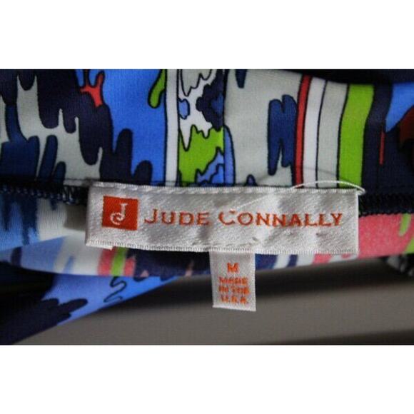 JUDE CONNALLY Sz M Medium Blue Red Green Splatter Print Sleeveless Nylon Dress - Picture 2 of 7